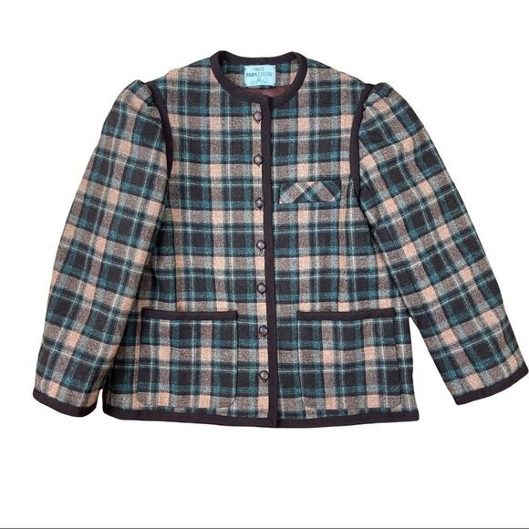 Vintage Vouge Paris Orginal Brown Plaid Blazer Sz S Collegiate Preppy Office EUC - Picture 10 of 10